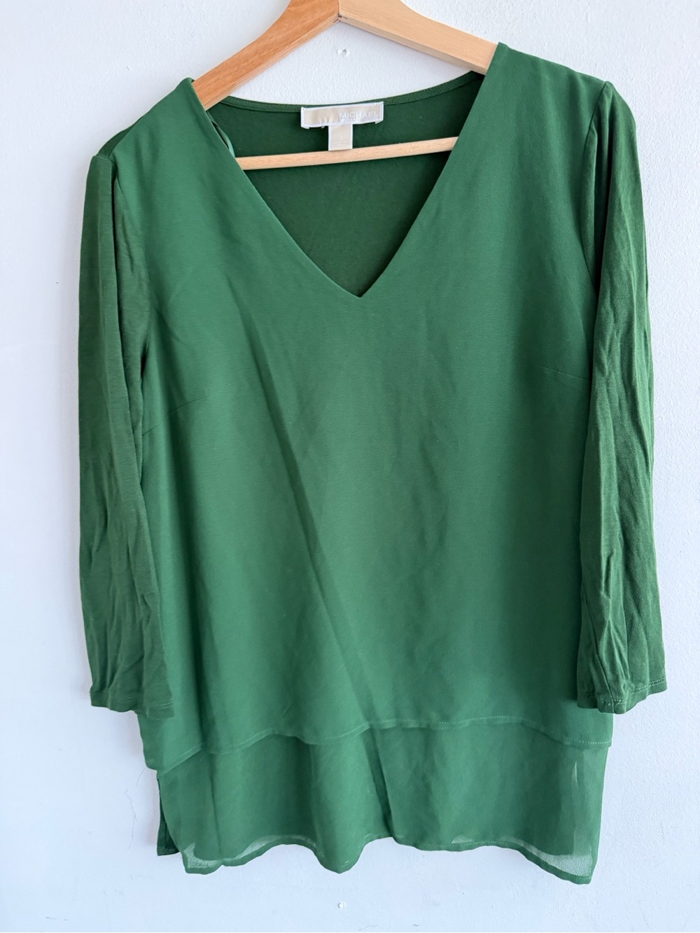 Michael Kors Green V-Neck Layered Tunic